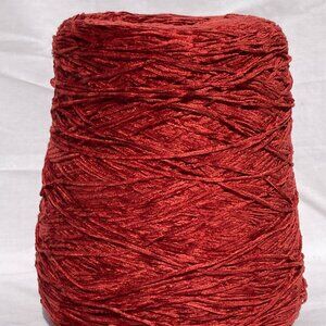 thin red chenille rayon yarn cone